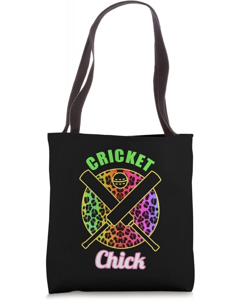 Cricket Chick Girl Leopard Bat Cricketer Women Cricket Tote Bag $15.07 Totes