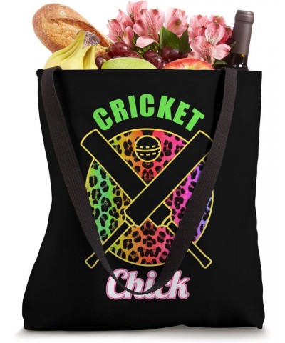 Cricket Chick Girl Leopard Bat Cricketer Women Cricket Tote Bag $15.07 Totes