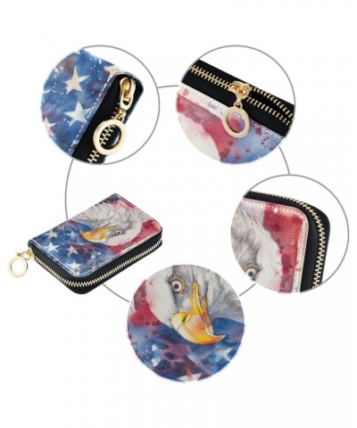 RFID Credit Card Holder American Usa Flag Leather With Zipper Card Case Wallet for Women Girls $9.49 Wallets