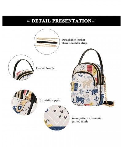 Cat Flower Small Crossbody Handbag for Women Mini Over Shoulder Purse with Three Zippered Pockets Durable Sling Bag for Trave...