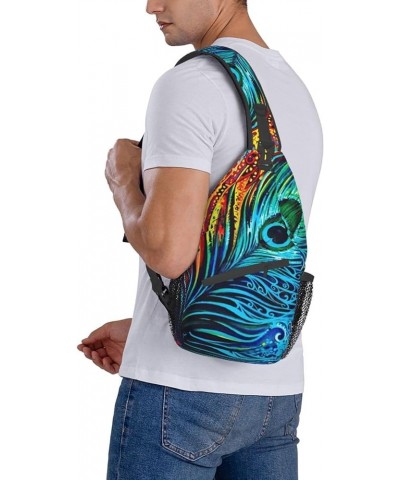 Flamingo Tropical Flower Leaves Sling Backpack,Adjustable Chest Pack Travel Hiking Daypack Crossbody Shoulder Bag For Mens On...