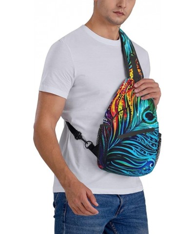 Flamingo Tropical Flower Leaves Sling Backpack,Adjustable Chest Pack Travel Hiking Daypack Crossbody Shoulder Bag For Mens On...