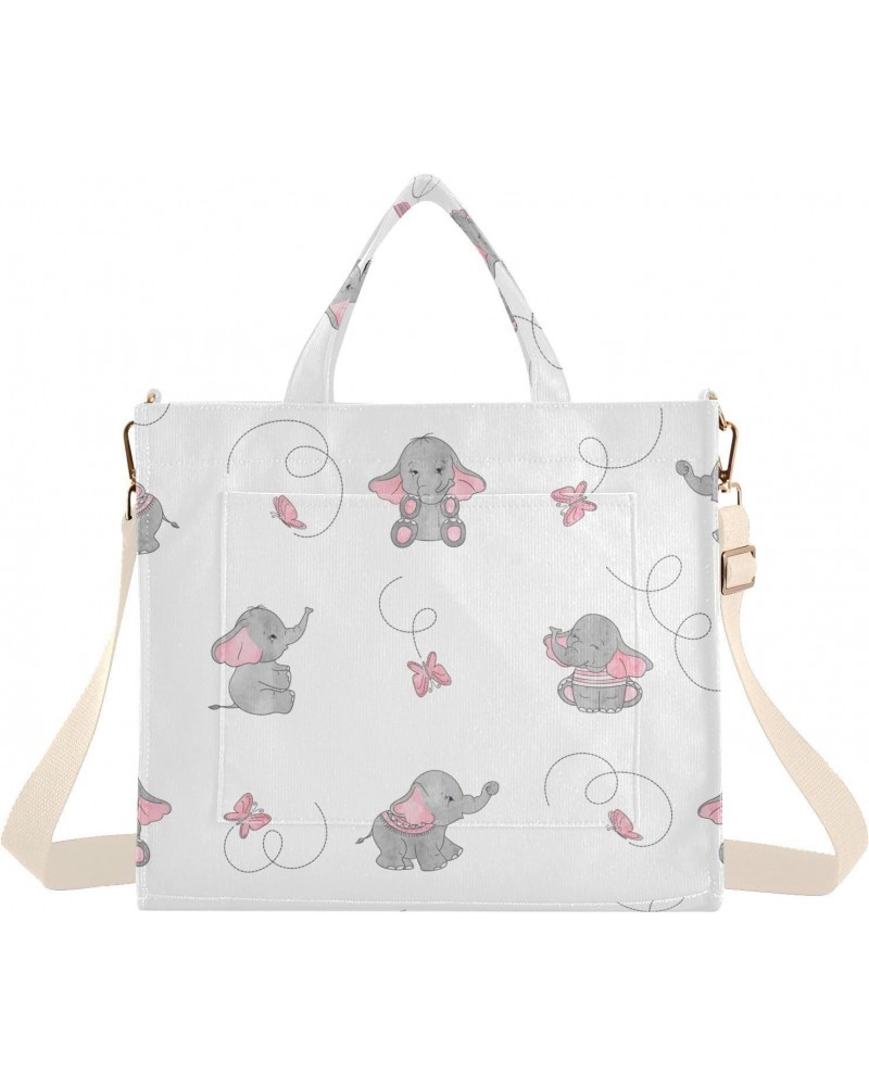 Cute Cartoon Elephant Corduroy Tote Bag for Women Hobo Crossbody Bag Purse Stylish Shoulder Handbag Messenger Bags, S $12.92 ...