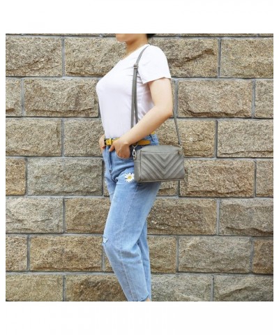 Triple Zip Lightweight Small Crossbody Bags for Women Quilted Shoulder Purses and Handbags Grey $14.00 Shoulder Bags