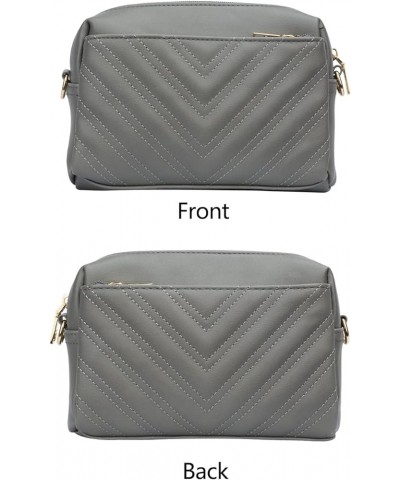 Triple Zip Lightweight Small Crossbody Bags for Women Quilted Shoulder Purses and Handbags Grey $14.00 Shoulder Bags