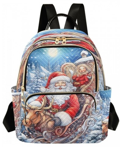 Moon Santa Claus Merry Christmas Tree Women Backpack Purse Ladies Fashion Shoulder Bag Daypack Travel Bag 10L Medium $20.29 B...