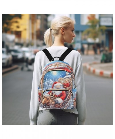 Moon Santa Claus Merry Christmas Tree Women Backpack Purse Ladies Fashion Shoulder Bag Daypack Travel Bag 10L Medium $20.29 B...