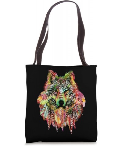 Native or Tribal boho Wolf feathers T-shirt Pretty Tote Bag $11.40 Totes