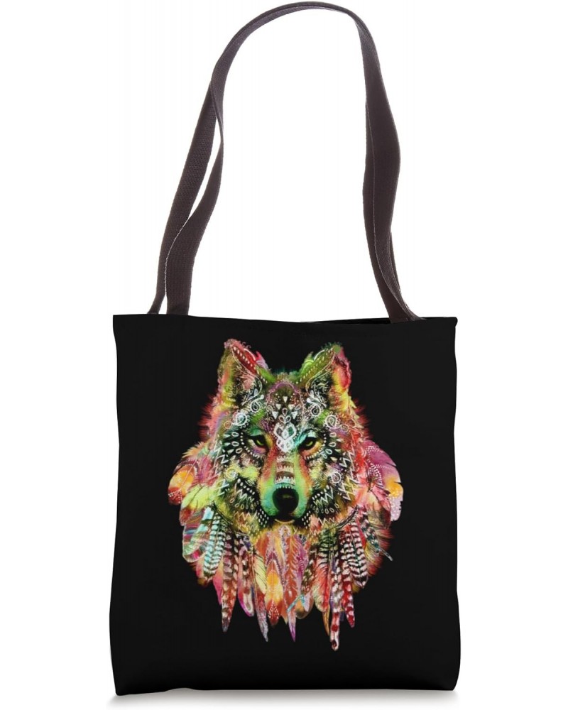 Native or Tribal boho Wolf feathers T-shirt Pretty Tote Bag $11.40 Totes