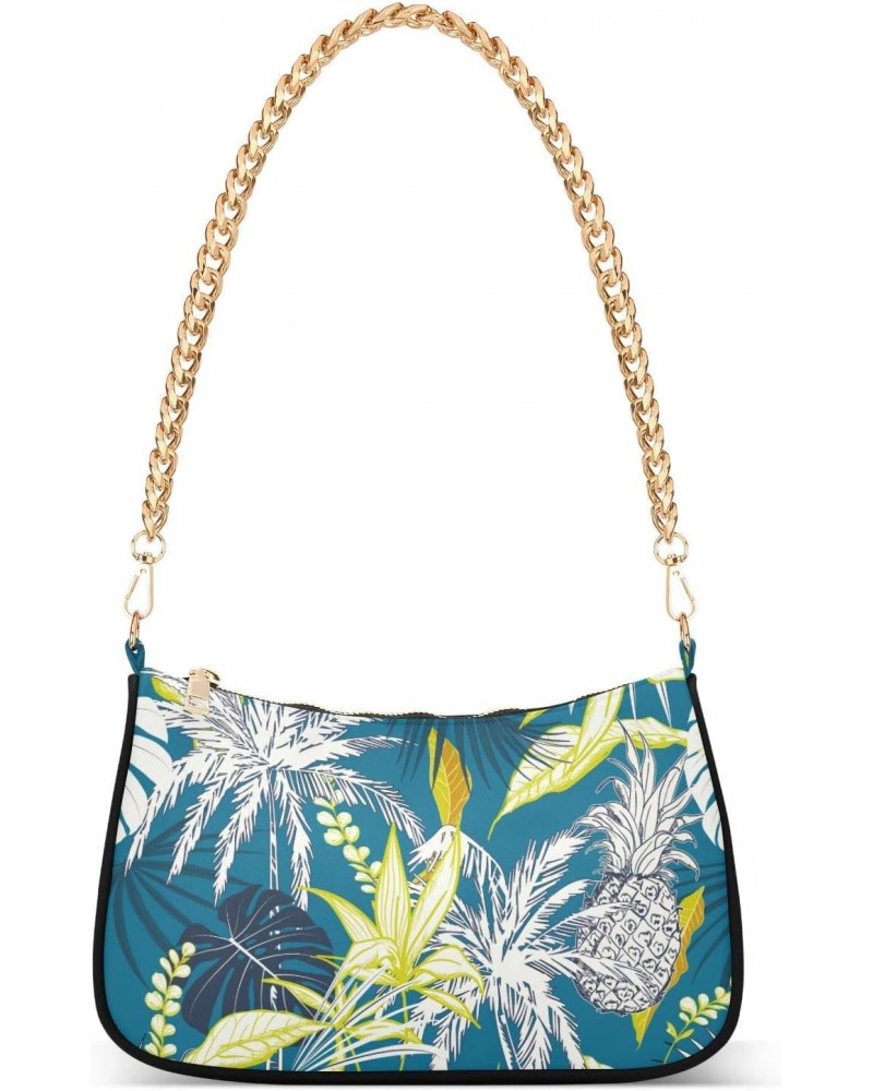 Summer Tropical Forest Leaves Shoulder Bags for Women Small Handbags Mini Clutch Purse $13.20 Shoulder Bags