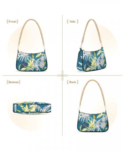 Summer Tropical Forest Leaves Shoulder Bags for Women Small Handbags Mini Clutch Purse $13.20 Shoulder Bags