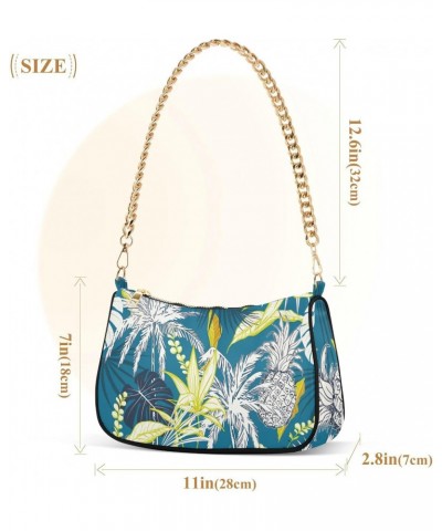 Summer Tropical Forest Leaves Shoulder Bags for Women Small Handbags Mini Clutch Purse $13.20 Shoulder Bags