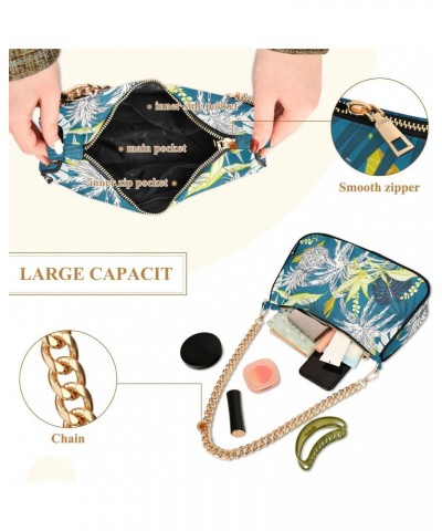 Summer Tropical Forest Leaves Shoulder Bags for Women Small Handbags Mini Clutch Purse $13.20 Shoulder Bags