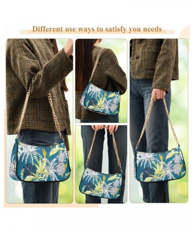 Summer Tropical Forest Leaves Shoulder Bags for Women Small Handbags Mini Clutch Purse $13.20 Shoulder Bags