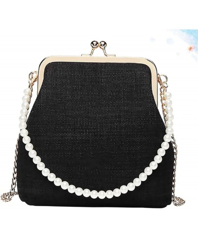 Girls Lunch Bag Trendy Purse Shoulder Tote Bag Woman Handbags Crossbody Purse for Women Pearl Purses for Black $9.80 Crossbod...