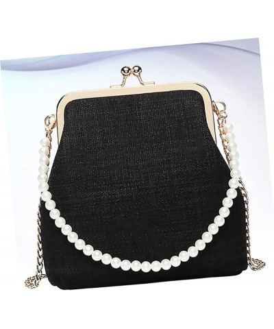 Girls Lunch Bag Trendy Purse Shoulder Tote Bag Woman Handbags Crossbody Purse for Women Pearl Purses for Black $9.80 Crossbod...