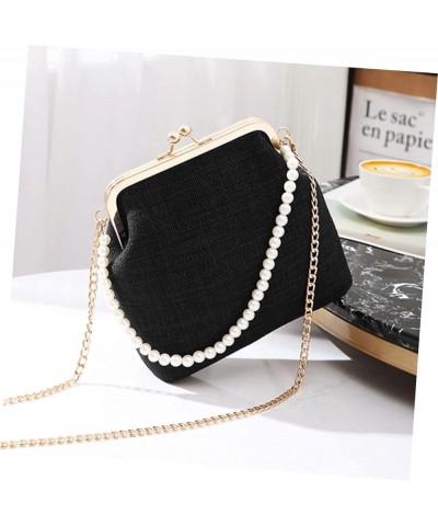 Girls Lunch Bag Trendy Purse Shoulder Tote Bag Woman Handbags Crossbody Purse for Women Pearl Purses for Black $9.80 Crossbod...