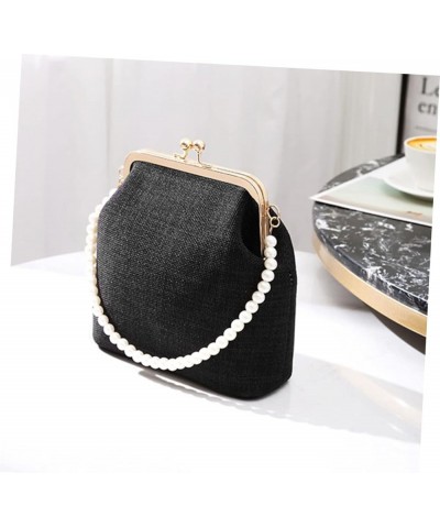 Girls Lunch Bag Trendy Purse Shoulder Tote Bag Woman Handbags Crossbody Purse for Women Pearl Purses for Black $9.80 Crossbod...