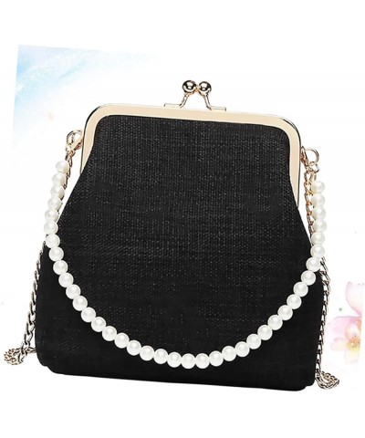 Girls Lunch Bag Trendy Purse Shoulder Tote Bag Woman Handbags Crossbody Purse for Women Pearl Purses for Black $9.80 Crossbod...