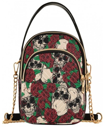 Skulls Roses Crossbody Bags for Women Quilted Chain Crossbody Purses Trendy Red Grunge Cross Body Phone Purse Handbag $10.66 ...