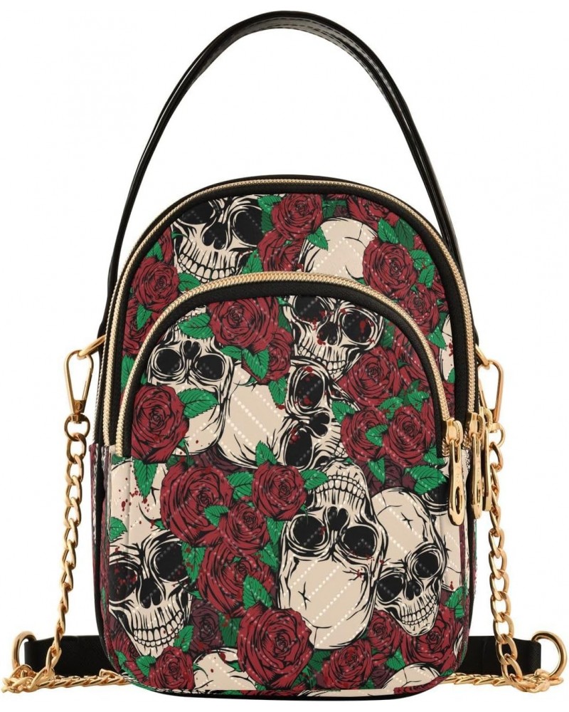 Skulls Roses Crossbody Bags for Women Quilted Chain Crossbody Purses Trendy Red Grunge Cross Body Phone Purse Handbag $10.66 ...