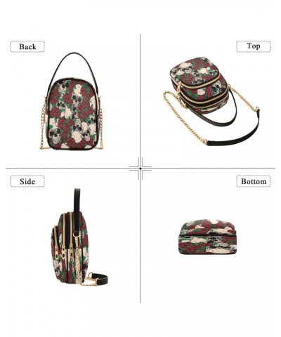 Skulls Roses Crossbody Bags for Women Quilted Chain Crossbody Purses Trendy Red Grunge Cross Body Phone Purse Handbag $10.66 ...