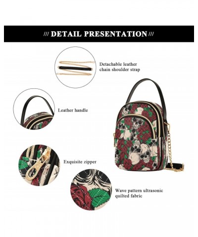 Skulls Roses Crossbody Bags for Women Quilted Chain Crossbody Purses Trendy Red Grunge Cross Body Phone Purse Handbag $10.66 ...