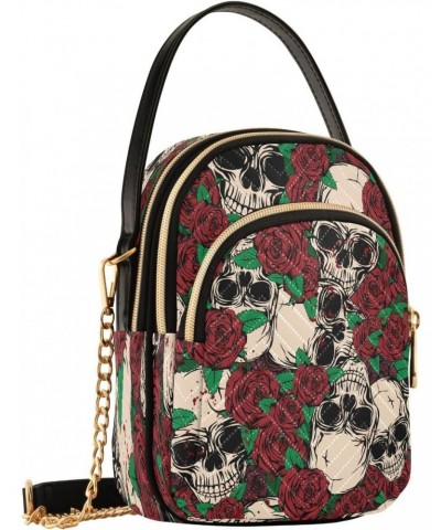 Skulls Roses Crossbody Bags for Women Quilted Chain Crossbody Purses Trendy Red Grunge Cross Body Phone Purse Handbag $10.66 ...