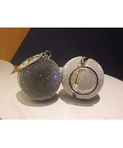 Women Ball Shaped Crystal Handbag Clutch Purse Small Evening Bag Black $21.41 Evening Bags