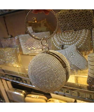 Women Ball Shaped Crystal Handbag Clutch Purse Small Evening Bag Black $21.41 Evening Bags