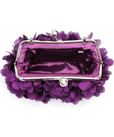 Buddy Women Rose Shaped Clutch Soft Satin Wristlet Handbag Wedding Party Purse Z-purple $11.65 Evening Bags