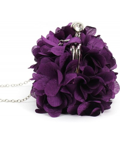 Buddy Women Rose Shaped Clutch Soft Satin Wristlet Handbag Wedding Party Purse Z-purple $11.65 Evening Bags