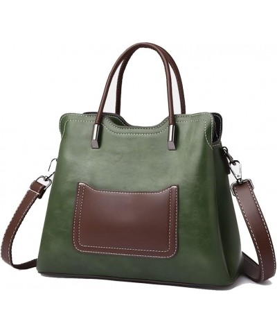 Soft Leather Bucket Crossbody Bag for Women Top Handle Purse Fashion Satchel Handbag Ladies Tote Shoulder Bag Green $29.14 Totes