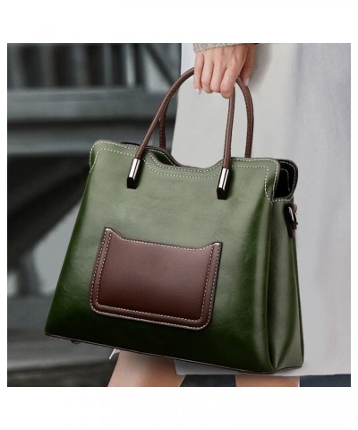 Soft Leather Bucket Crossbody Bag for Women Top Handle Purse Fashion Satchel Handbag Ladies Tote Shoulder Bag Green $29.14 Totes