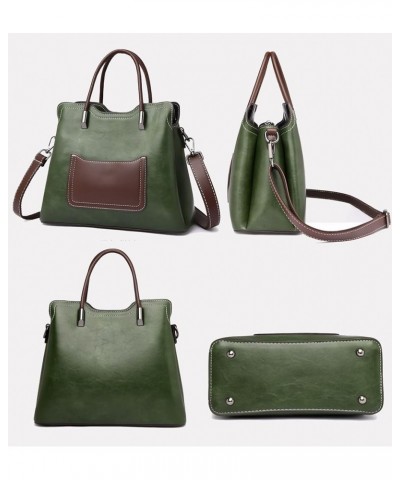 Soft Leather Bucket Crossbody Bag for Women Top Handle Purse Fashion Satchel Handbag Ladies Tote Shoulder Bag Green $29.14 Totes