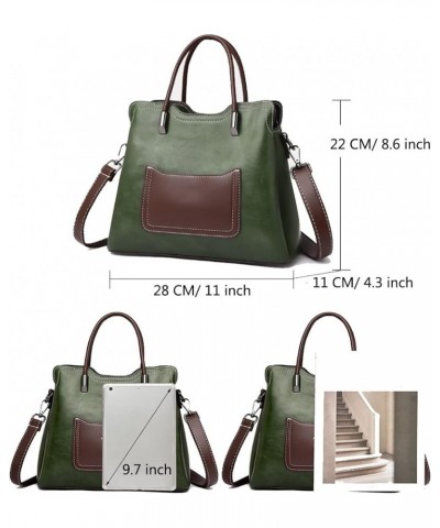 Soft Leather Bucket Crossbody Bag for Women Top Handle Purse Fashion Satchel Handbag Ladies Tote Shoulder Bag Green $29.14 Totes