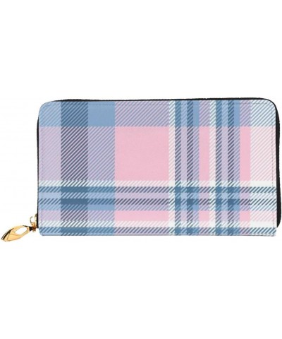 Men'S Women'S Leather Wallet Clutch Bag Cell Phone Purse Wristlet Handbag (Grid Mesh Plaid Tartan) $26.64 Wristlets