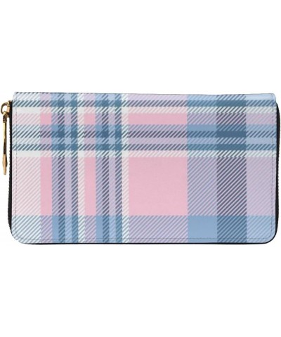 Men'S Women'S Leather Wallet Clutch Bag Cell Phone Purse Wristlet Handbag (Grid Mesh Plaid Tartan) $26.64 Wristlets