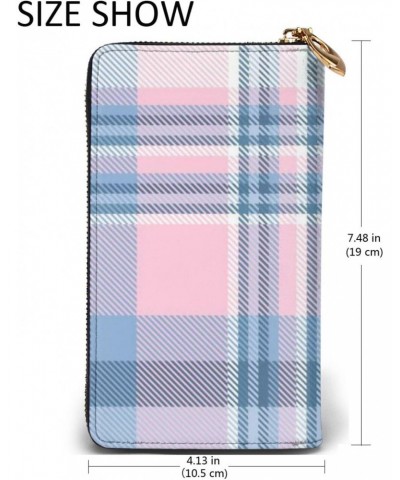 Men'S Women'S Leather Wallet Clutch Bag Cell Phone Purse Wristlet Handbag (Grid Mesh Plaid Tartan) $26.64 Wristlets