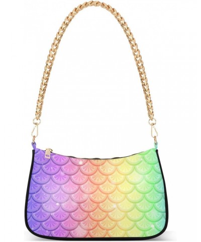 Rainbow Fish Scale Shoulder Bags for Women Small Handbags Mini Clutch Purse $14.70 Shoulder Bags