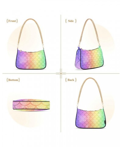 Rainbow Fish Scale Shoulder Bags for Women Small Handbags Mini Clutch Purse $14.70 Shoulder Bags