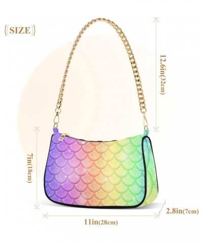 Rainbow Fish Scale Shoulder Bags for Women Small Handbags Mini Clutch Purse $14.70 Shoulder Bags