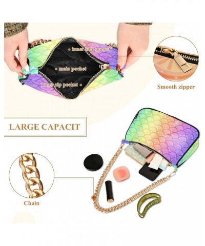 Rainbow Fish Scale Shoulder Bags for Women Small Handbags Mini Clutch Purse $14.70 Shoulder Bags