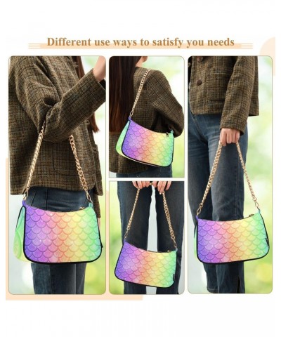 Rainbow Fish Scale Shoulder Bags for Women Small Handbags Mini Clutch Purse $14.70 Shoulder Bags