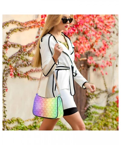 Rainbow Fish Scale Shoulder Bags for Women Small Handbags Mini Clutch Purse $14.70 Shoulder Bags