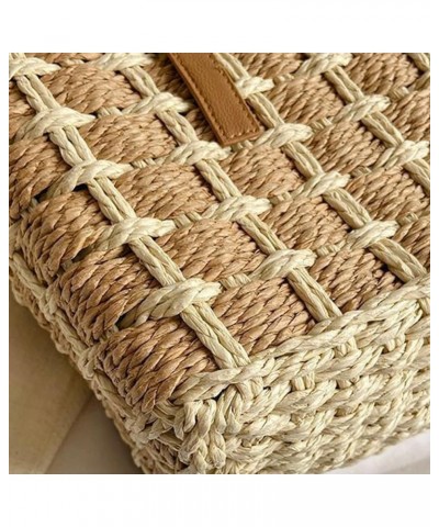 Large Straw Bag Women Straw Purse Straw Tote Bag Beach Handmade Weaving Bag 2024 Khaki $13.60 Totes