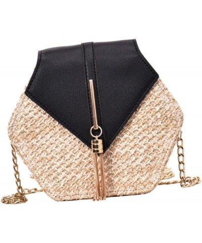 2 Pcs Straw Woven Bag Shoulder Bag Handle Miss Handbag Polyester Black $11.03 Crossbody Bags