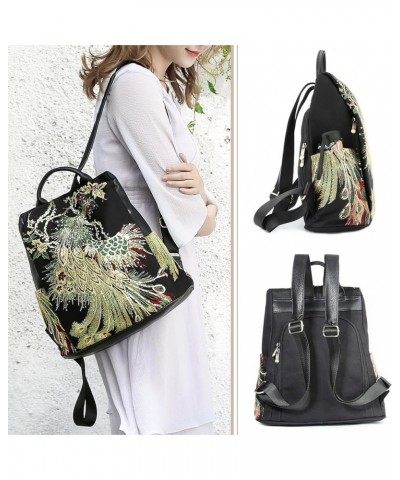 Glitter Embroidery Women Backpack Purse, Fashion Canvas Travel Anti-theft Rucksack Shoulder Bag (Black) Glitter Embroidery $1...