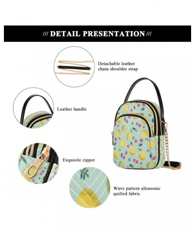 Lemons Cherry Blossom Crossbody Handbags for Women Casual Leather Shoulder Phone Purse $11.18 Crossbody Bags