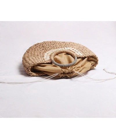 2023 Summer New Beach Bag Straw Bag Female Fashion Vacation Rattan Bag Woven Bag Female Handbag Light Brown $25.13 Handbags